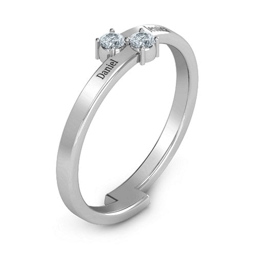 Diagonal Dazzle Ring With 2-3 Gemstones