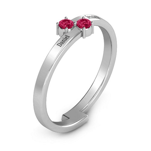 Diagonal Dazzle Ring With 2-3 Gemstones