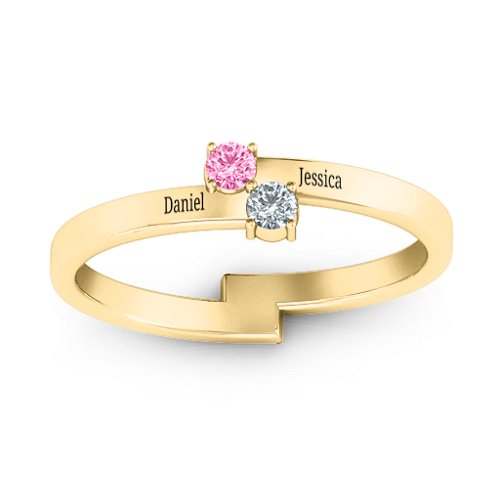 Diagonal Dazzle Ring With 2-3 Gemstones