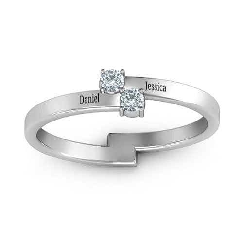 Diagonal Dazzle Ring With 2-3 Gemstones