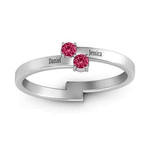 Diagonal Dazzle Ring With 2-3 Gemstones