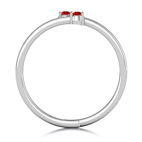 Diagonal Dazzle Ring With 2-3 Gemstones – Sterling Silver with Garnet