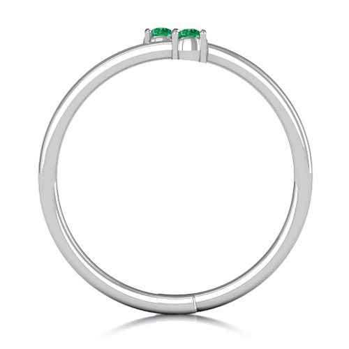 Diagonal Dazzle Ring With 2-3 Gemstones – Sterling Silver with Emerald