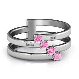 Diagonal Dazzle Ring With 4-5 Gemstones