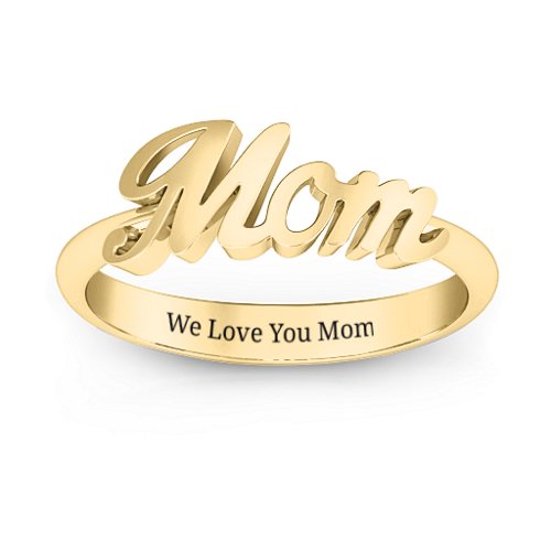 All About Mom Name Ring – 10K Yellow Gold