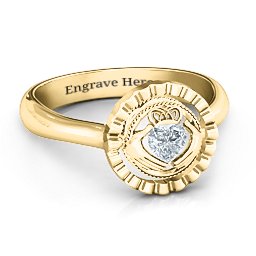 Fancy Halo Flip Ring in 10K Solid Yellow Gold