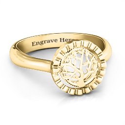 Fancy Halo Flip Ring in 10K Solid Yellow Gold