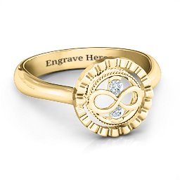 Fancy Halo Flip Ring in 10K Solid Yellow Gold