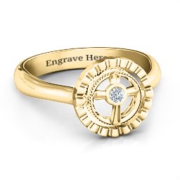 Fancy Halo Flip Ring in 10K Solid Yellow Gold
