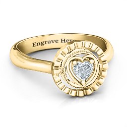 Fancy Halo Flip Ring in 10K Solid Yellow Gold