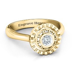 Fancy Halo Flip Ring in 10K Solid Yellow Gold