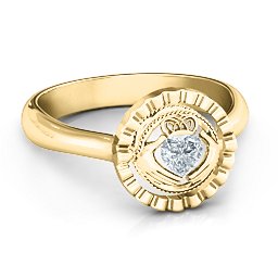 Fancy Halo Flip Ring in 10K Solid Yellow Gold