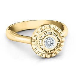Fancy Halo Flip Ring in 10K Solid Yellow Gold