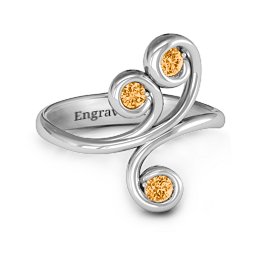 Whimsical Waves 3-Stone Ring in 925 Sterling Silver with Citrine
