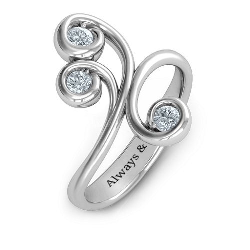 Whimsical Waves 3-Stone Ring – Sterling Silver with Cubic Zirconia