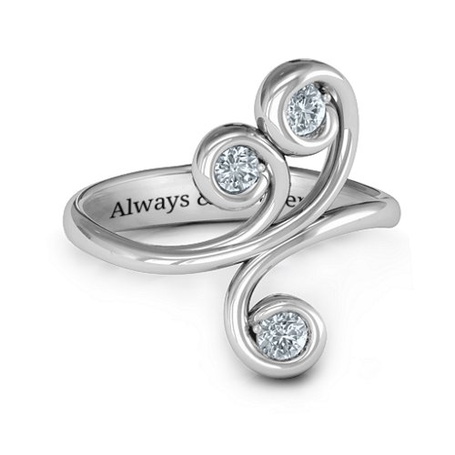 Whimsical Waves 3-Stone Ring – Sterling Silver with Cubic Zirconia