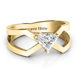 Enchanting Angles Ring in 10K Solid Yellow Gold with White Premium Zirconia
