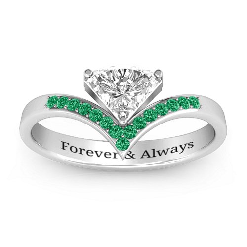 Modern Magic Ring – Sterling Silver with White Premium Zirconia and Green Premium Zirconia