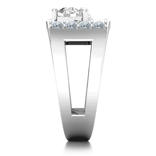 Contemporary Cutout Ring With Accents – 10K White Gold with White Premium Zirconia and Cubic Zirconia
