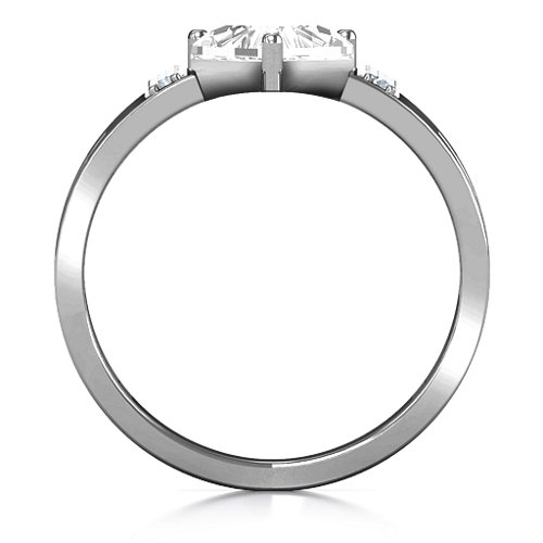 Contemporary Cutout Ring With Accents – 10K White Gold with White Premium Zirconia and Cubic Zirconia