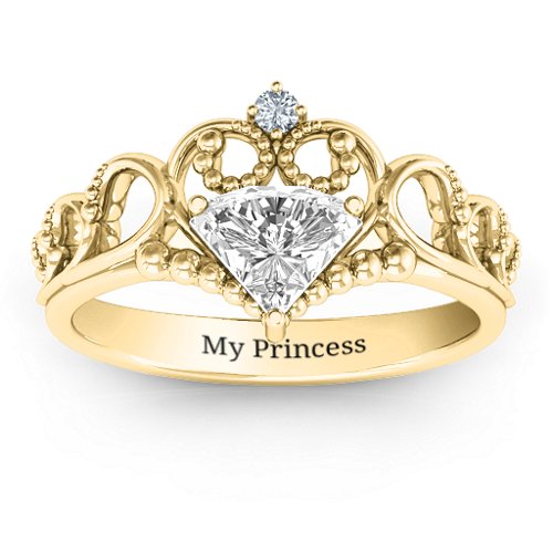 Dreams Do Come True Tiara Ring – 10K Yellow Gold with White Premium Zirconia and Cubic Zirconia