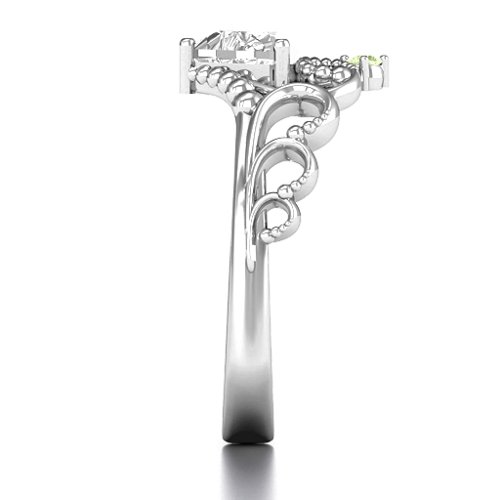 Dreams Do Come True Tiara Ring – Sterling Silver with White Premium Zirconia and Peridot