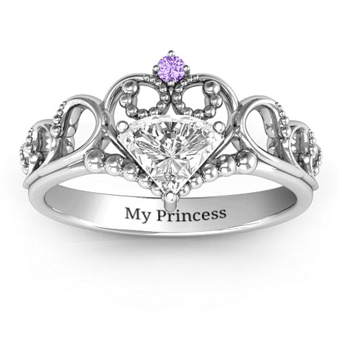 Dreams Do Come True Tiara Ring – Sterling Silver with White Premium Zirconia and Amethyst