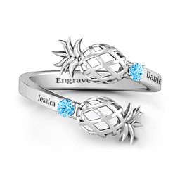 Pineapple Passion Wraparound Ring in 925 Sterling Silver with Blue Topaz