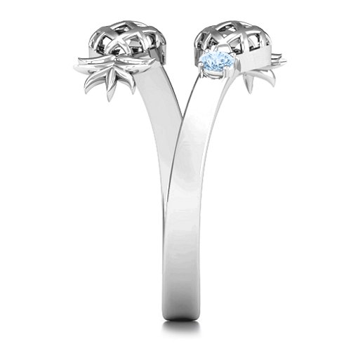 Pineapple Passion Wraparound Ring – Sterling Silver with Aquamarine