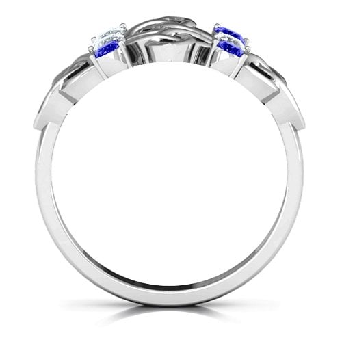 Celtic Charm Ring – Sterling Silver with Cubic Zirconia and Blue Sapphire