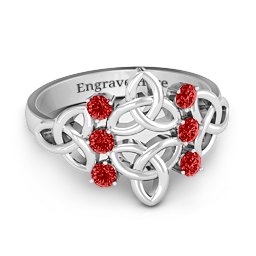Celtic Charm Ring in 925 Sterling Silver with Garnet