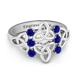 Celtic Charm Ring in 925 Sterling Silver with Blue Sapphire