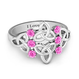Celtic Charm Ring in 925 Sterling Silver with Pink Tourmaline
