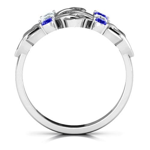 Celtic Charm Ring – Sterling Silver with Cubic Zirconia and Blue Sapphire