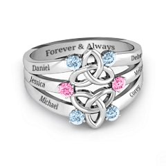 Celtic Celebration Ring – Sterling Silver with Aquamarine and Pink Tourmaline