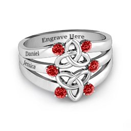 Celtic Celebration Ring in 925 Sterling Silver with Garnet