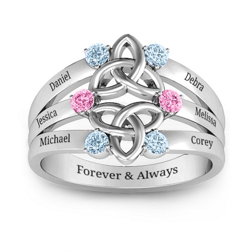 Celtic Celebration Ring – Sterling Silver with Aquamarine and Pink Tourmaline