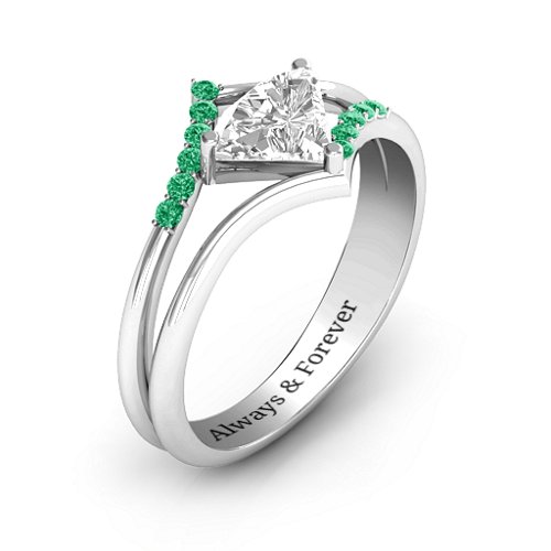 Vision Of Love Ring – Sterling Silver with White Premium Zirconia and Green Premium Zirconia