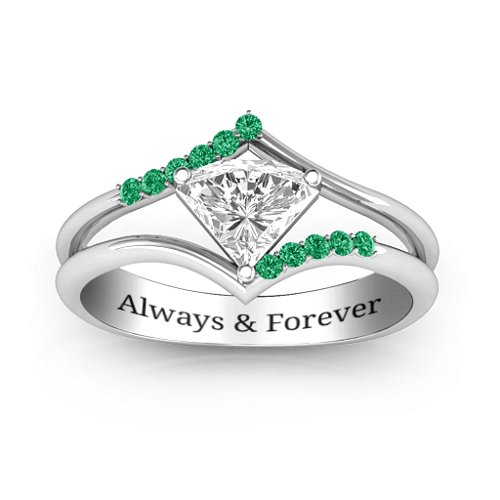 Vision Of Love Ring – Sterling Silver with White Premium Zirconia and Green Premium Zirconia