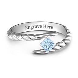 Unicorn Horn Ring in 925 Sterling Silver with Aquamarine