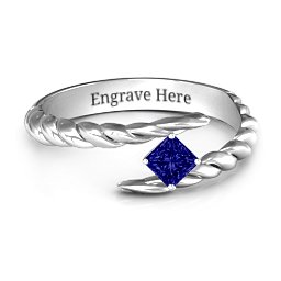 Unicorn Horn Ring in 925 Sterling Silver with Blue Sapphire
