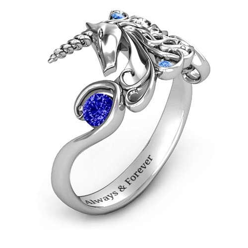 Rainbow Unicorn Ring – Sterling Silver with Blue Sapphire, Fancy Blue Premium Zirconia, and White Premium Zirconia