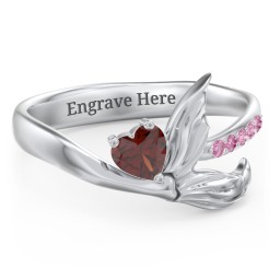 Mystical Mermaid Ring in 925 Sterling Silver with Garnet and Red Premium Zirconia