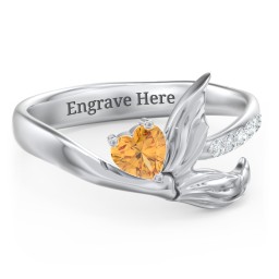 Mystical Mermaid Ring in 925 Sterling Silver with Citrine and White Premium Zirconia