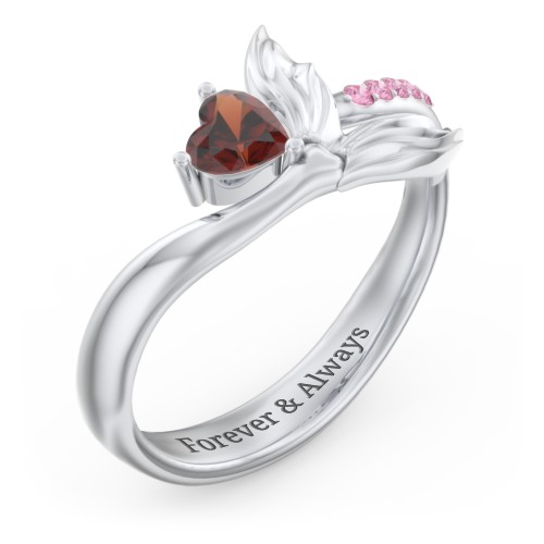 Mystical Mermaid Ring – Sterling Silver with Garnet and Red Premium Zirconia