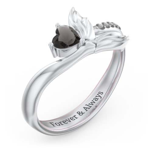 Mystical Mermaid Ring – Sterling Silver with Smokey Quartz and Black Premium Zirconia