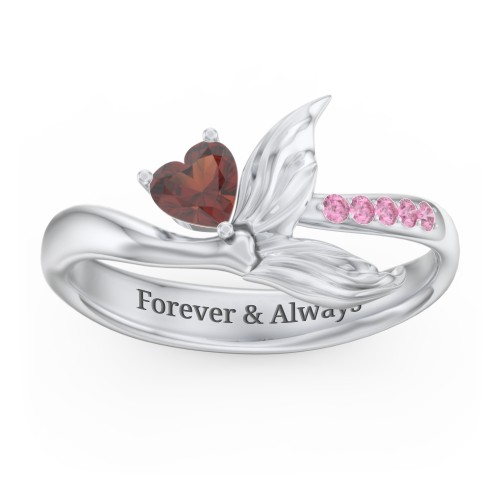 Mystical Mermaid Ring – Sterling Silver with Garnet and Red Premium Zirconia