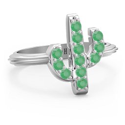 Chic In Cactus Ring in 925 Sterling Silver with Emerald