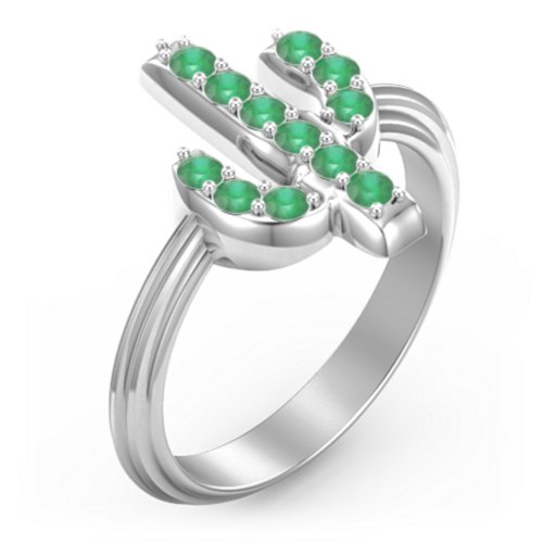 Chic In Cactus Ring – Sterling Silver with Emerald