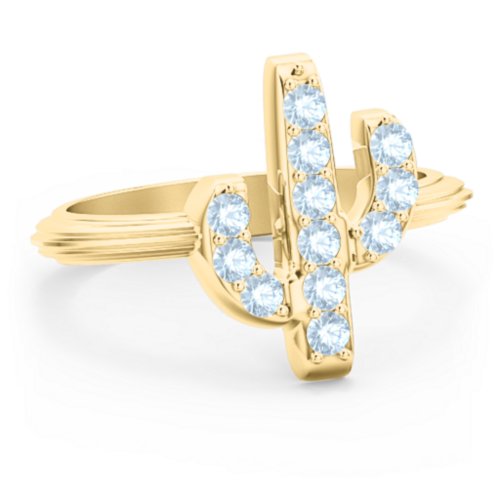 Chic In Cactus Ring – 10K Yellow Gold with Blue Topaz